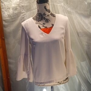 H&M Cream V-Neck Bell Sleeve Blouse